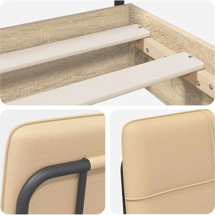 vidaXL Bettgestell mit Kopfteil Sonoma-Eiche und Creme 135 x 190 cm 8003103 – Bild 6