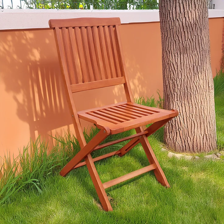 Gartenstuhl 2er Set PASCALO - Eukalyptus, Natur | Klappstuhl Wetterfest Gartenstühle Outdoor Balkonstühle – Bild 3