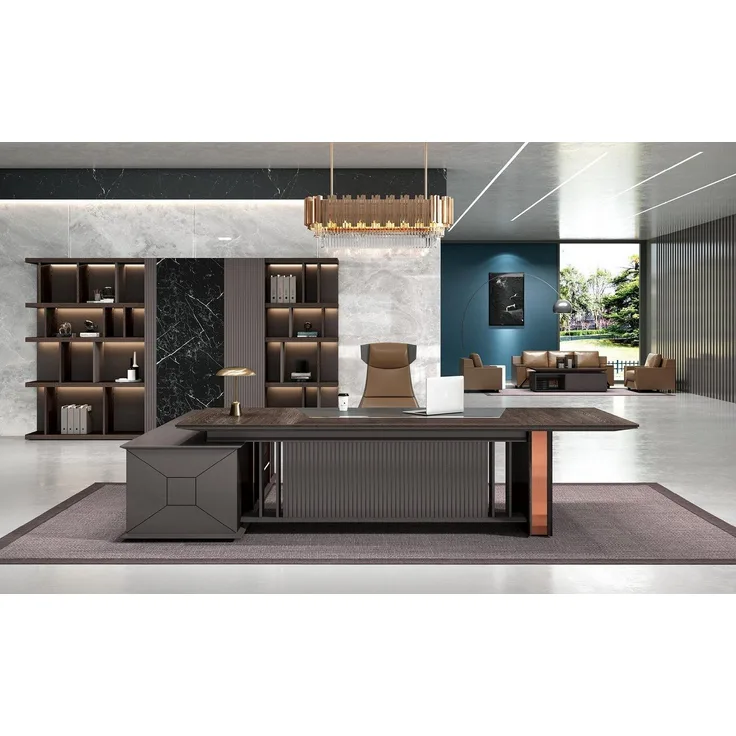 JVmoebel Eckschreibtisch Büro Einrichtung Chef Zimmer Möbel Schreibtische Möbel Dunkelbraun, Made in Europa