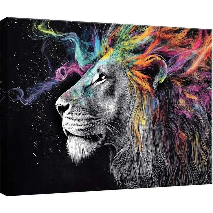 Wallarena Leinwandbild Löwe Tiere Abstrakt Schwarz Schlafzimmer, Wohnzimmer 60x40 cm, Löwe, 60x40 cm – Bild 1