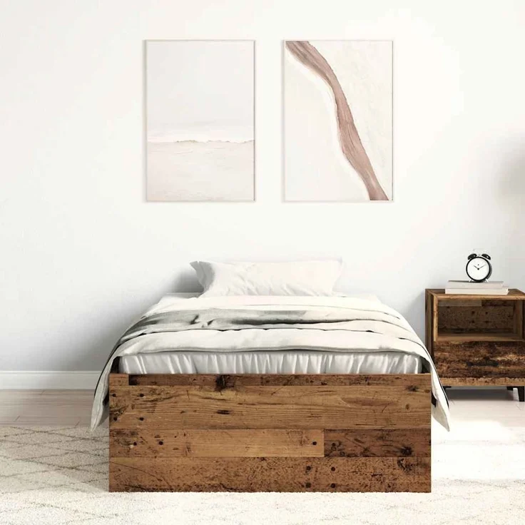 vidaXL Bettgestell ohne Matratze Altholz-Optik 75x190 cm Holzwerkstoff 3329309 – Bild 3