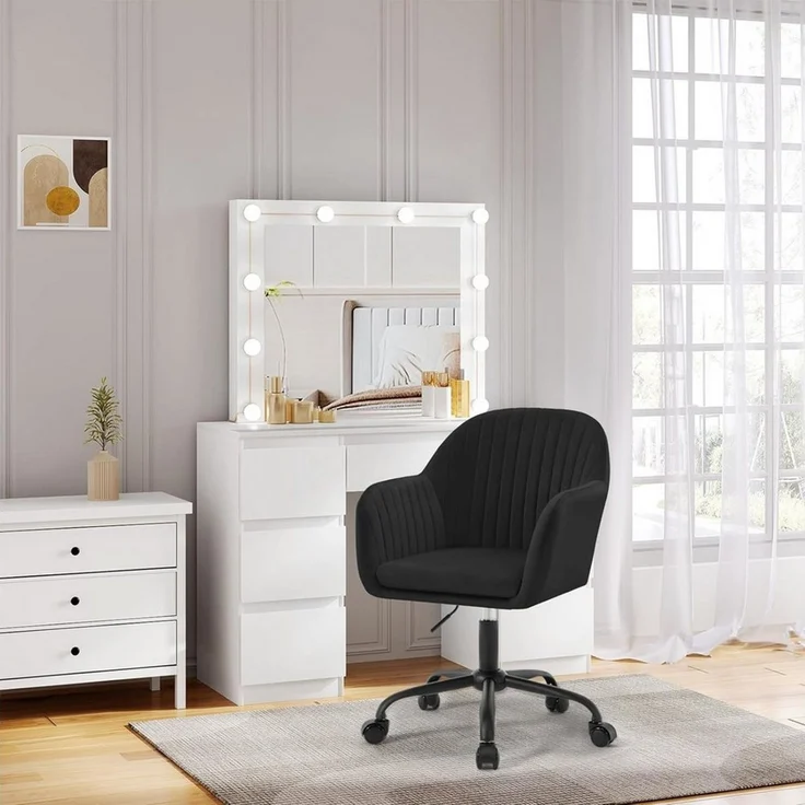 Woltu Schreibtischstuhl, Homeoffice Stuhl mit Rollen, Schminkstuhl höhenverstellbar – Bild 4