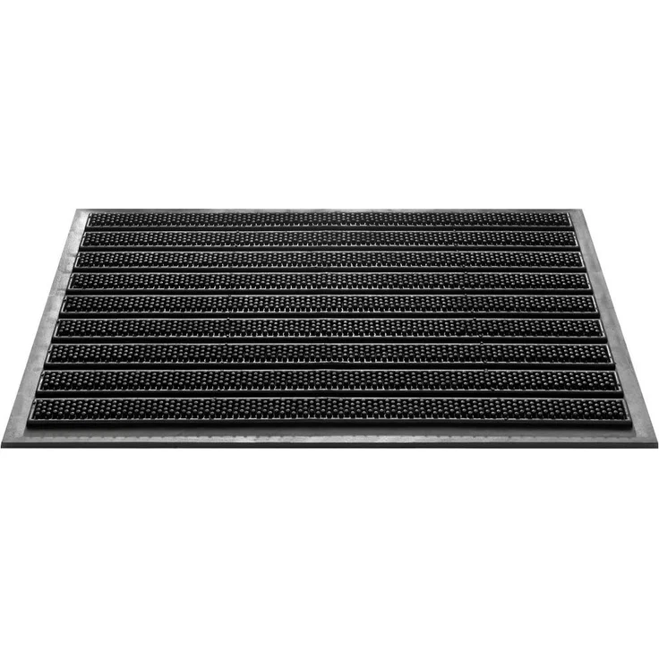 matches21 HOME & HOBBY Fußmatte Bürsten Fussabtreter Streifen schwarz als Outdoor Gummi-Matte, rechteckig, Höhe: 10 mm, Wetterfeste 40x60 cm Aussen-Bereich Türmatte als Schmutzfangmatte – Bild 3