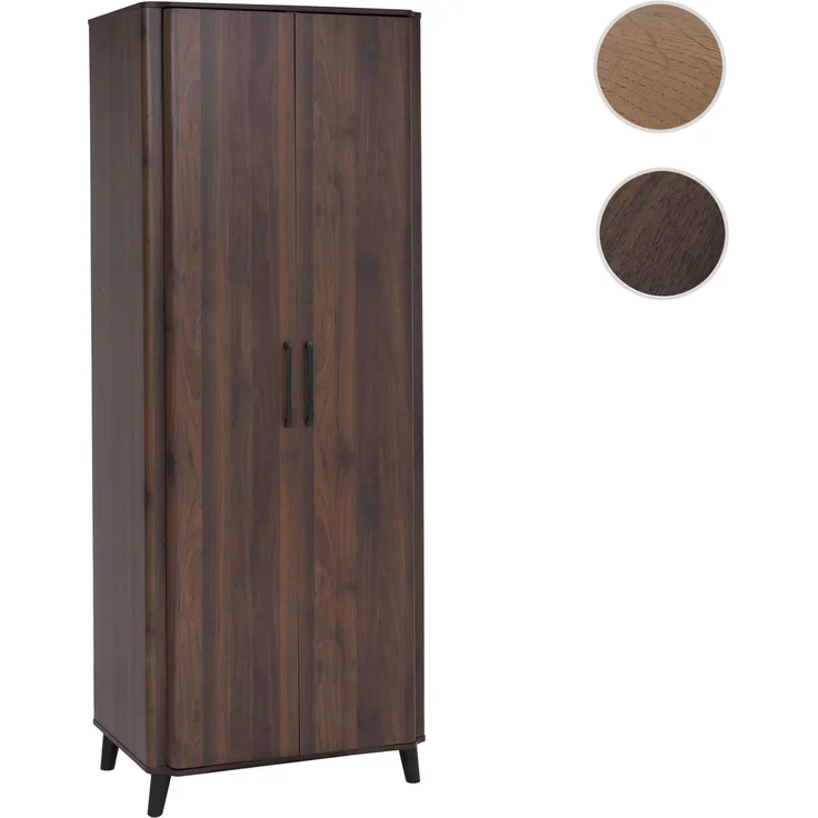 Hochschrank HWC-P42, Garderoben-/Kleiderschrank Kleideraufbewahrung Schrank 2 Türen 216x80x57cm ~ Walnuss-Optik – Bild 10