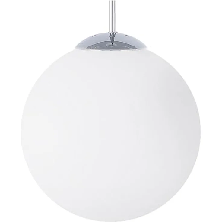'Barrow' Hängeleuchte Silber Metall großer Schirm in Kugelform aus Glas in Weiß Moderner Stil