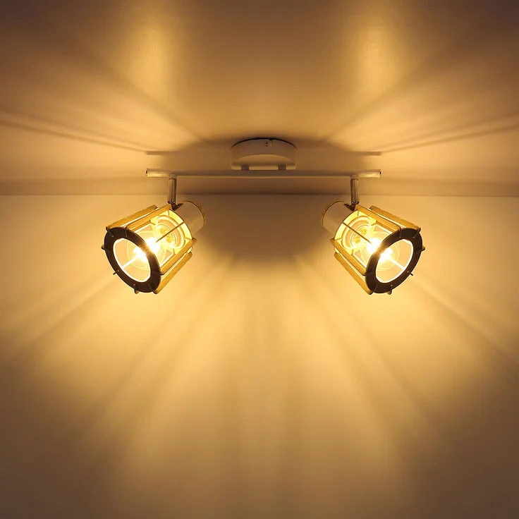 Spotleuchte, 2 Flammig, Landhausstil, Holz, natur, L 36cm – Bild 5