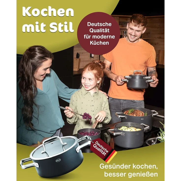 RÖSLE Bratentopf EBONIC Ø20 cm ProNero Keramik-Wabenbeschichtung 911063 – Bild 8