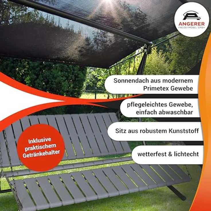 Angerer Freizeitmöbel Hollywoodschaukel Luxus Smart stone, 3-Sitzer, Bettfunktion, BxTxH: 210x145x160 cm – Bild 6