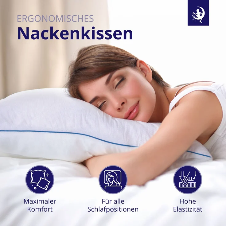Mister Sandman Kopfkissen 4er Set Memory-Flakes 40×80 cm – Polyester Bezug, ergonomisch & atmungsaktiv, allergikergeeignet – Bild 6