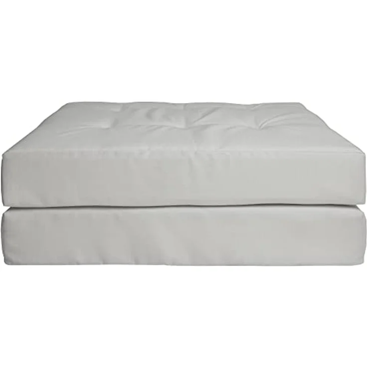 Beautissu Palettenkissen ECO Elements, Hellgrau, 80x15x120 cm, robustes Outdoor-Sitzkissen mit Karo-Struktur und Zierknöpfen – Bild 7