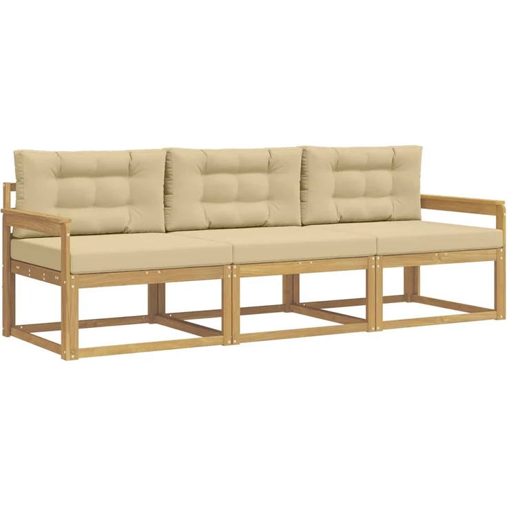 vidaXL Outdoor-Sofagarnitur 3 stk. Weiß und Beige Polyester 3385982 – Bild 2