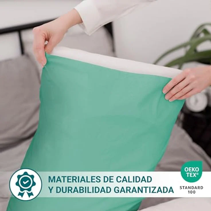 ECOMMERC3 Packung mit 2 Kissenbezügen, 45x100 cm, extra weich und bequem, Aquamarin, atmungsaktiv, leicht zu waschen – Bild 4