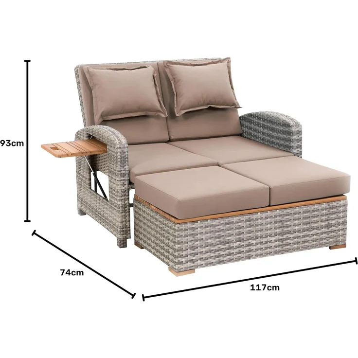 greemotion Rattan Lounge 'Bahia Style' 3-in-1, mit Teilen aus Teakholz – Bild 3