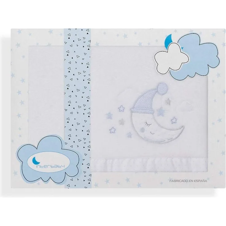 INTERBABY 40087-11 - Interbaby Bettlaken aus Coralin, Mond weiß/blau