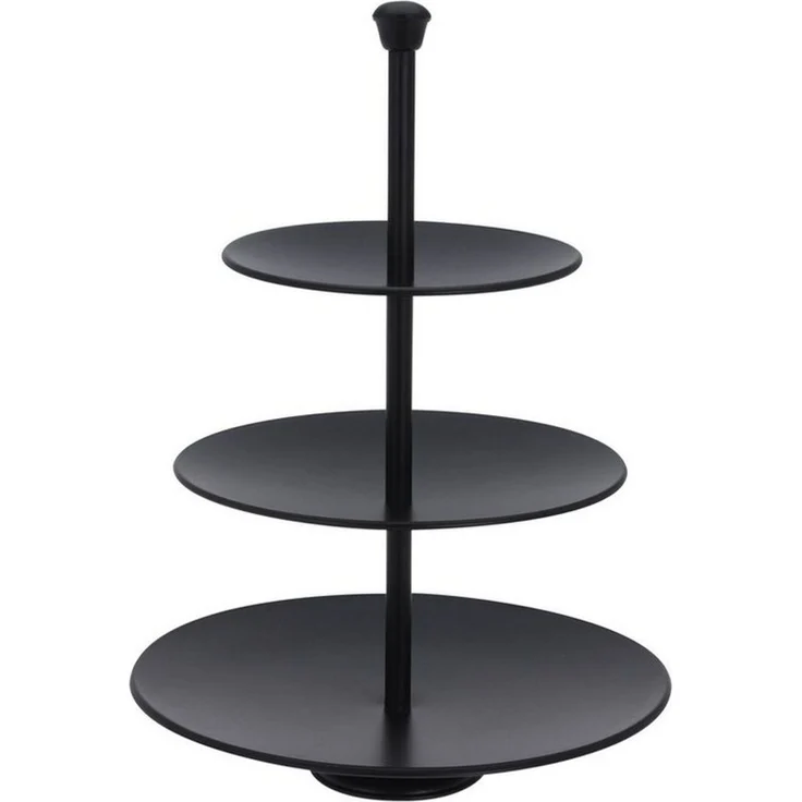 Spetebo Etagere Edelstahl Etagere in schwarz mit 3 Etagen - 36 x 25 cm, Edelstahl, (Stück, 1-tlg, Servierständer), Metall Deko Servierplatte – Bild 3