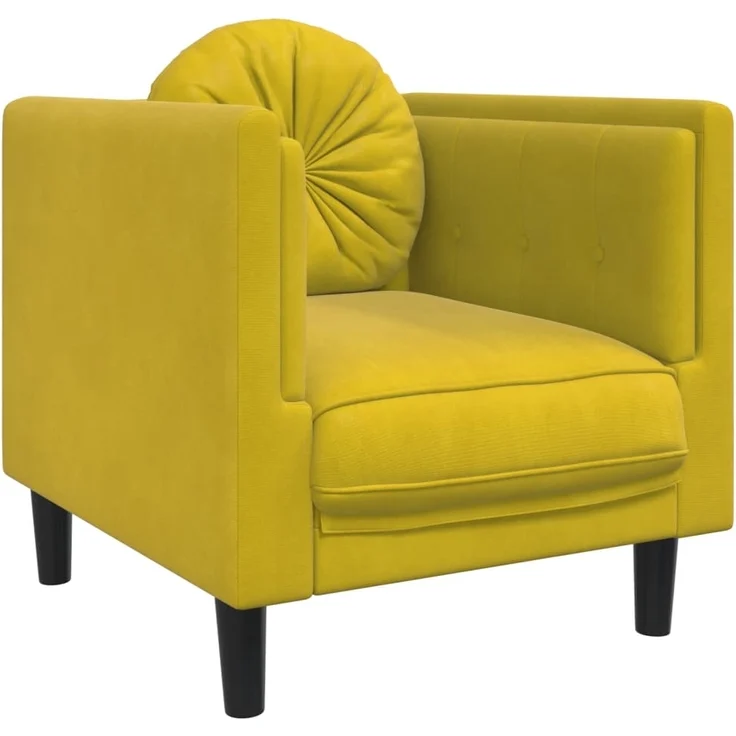 vidaXL Sessel mit Kissen Gelb Samt 372628 – Bild 1