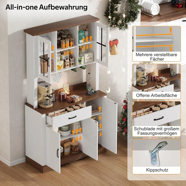 Kuchenschrank Sideboard mit LED Steckdosenleiste – Bild 6