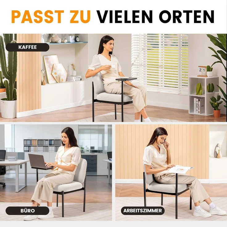 COMHOMA Loungesessel Sessel Relaxsessel Ohrensessel modern, Polsterstuhl mit Metallbeinen, Einzelsofa für Wohnzimmer/Schlafzimmer/Garten, Beige – Bild 4