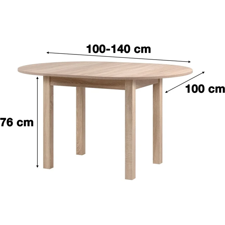 Newroom Esstisch Noa, ausziehbar bis 140cm Sonoma Eiche Küchentisch Speisetisch – Bild 2