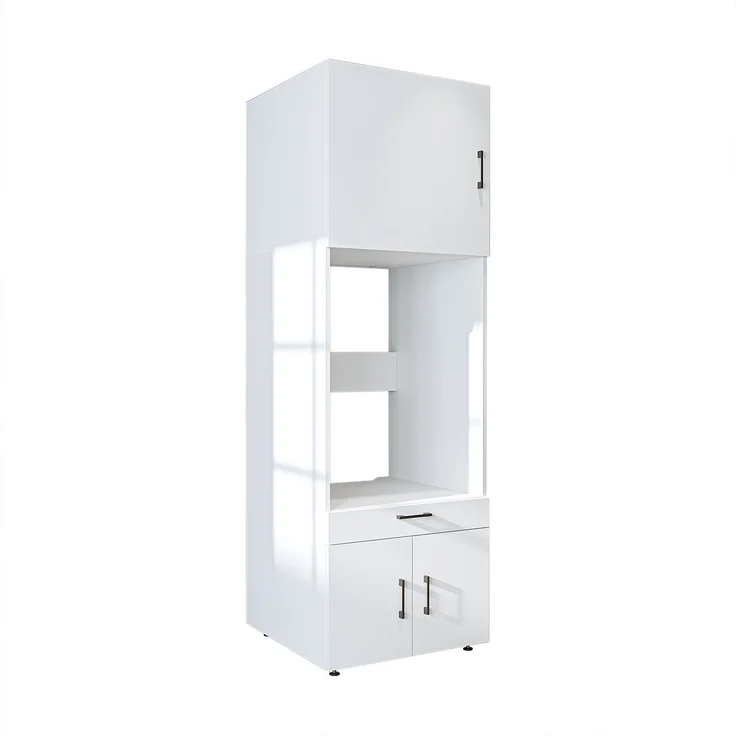 Roomart Waschmaschinenschrank 205 cm – Überbau, Ausziehbrett, Schublade | • Weiß – Bild 6