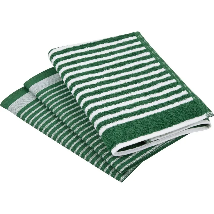 ROSS Geschirrtuch Exclusiv, (Set, 3-tlg), 1x Küchen-Frottiertuch 50x50 cm Streifen u. 2x Geschirrtücher 50x70 cm