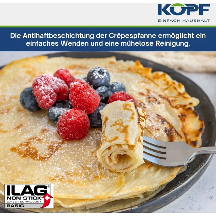 Kopf Crêpepfanne Marra, Aluminiumguss, 28 cm, ILAG Beschichtung, inkl. Teigverteiler – Bild 6