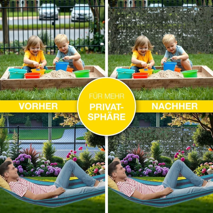 ELONEO Balkon Sichtschutz wetterfest, 300 x 75 cm in Blätteroptik, Balkonverkleidung inkl. 20 Kabelbindern, Sichtschutz Zaun, Sichtschutz Garten, Sichtschutz Terasse, grün – Bild 9