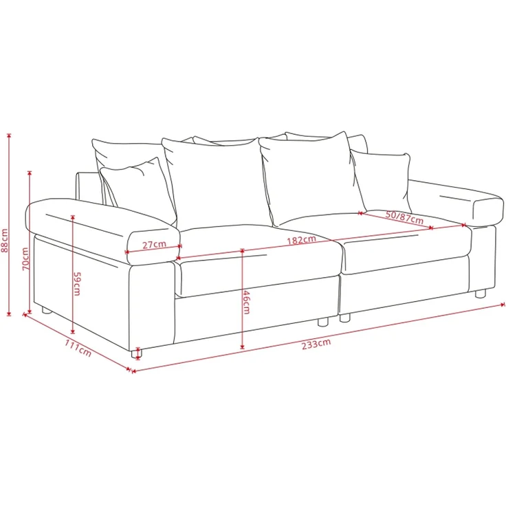ATLANTIC home collection Big-Sofa Bjoern, mit Cord-Bezug, XXL-Sitzfläche, mit Federkern, frei im Raum stellbar – Bild 3