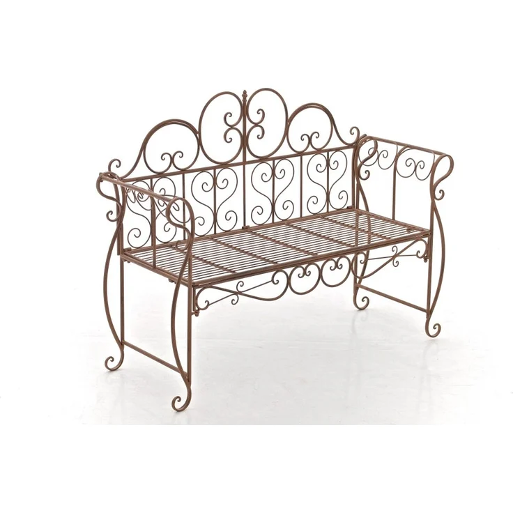 Gartenbank LENAR - Metall Braun 128x46x94 cm | Metallbank Garten 2 Seitzer Bank Terrasse Vintage Antik Gartenbank – Bild 1