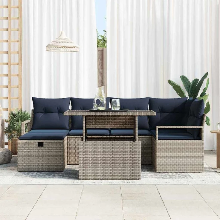 vidaXL Gartensofa-set 7 stk. Poly-Rattan 3359802 – Bild 3
