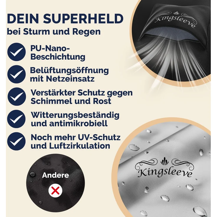 Kingsleeve® Abdeckung Gartenmöbel 125x63x74cm – Bild 3