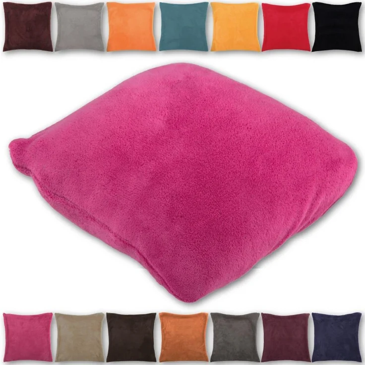 Deko-Kissen ca. 40x40cm, mit abnehmbaren flauschigen Bezug in vielen Farben ( Auswahl: Pink ) – Bild 5