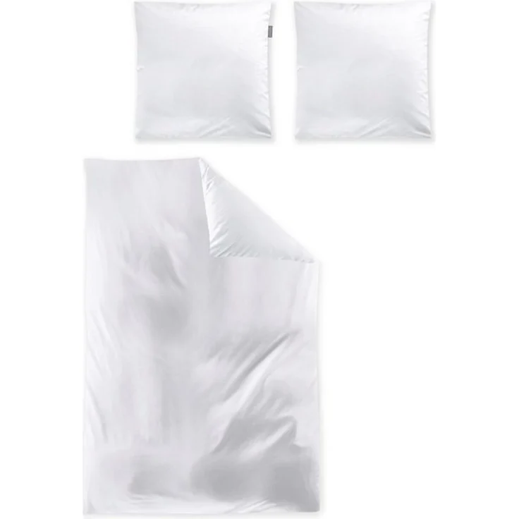 Irisette Mako-Satin uni Bettwäsche Set uni Paris 8000 weiss 155x200 cm + 1 x Kissenbezug 80x80 cm – Bild 4