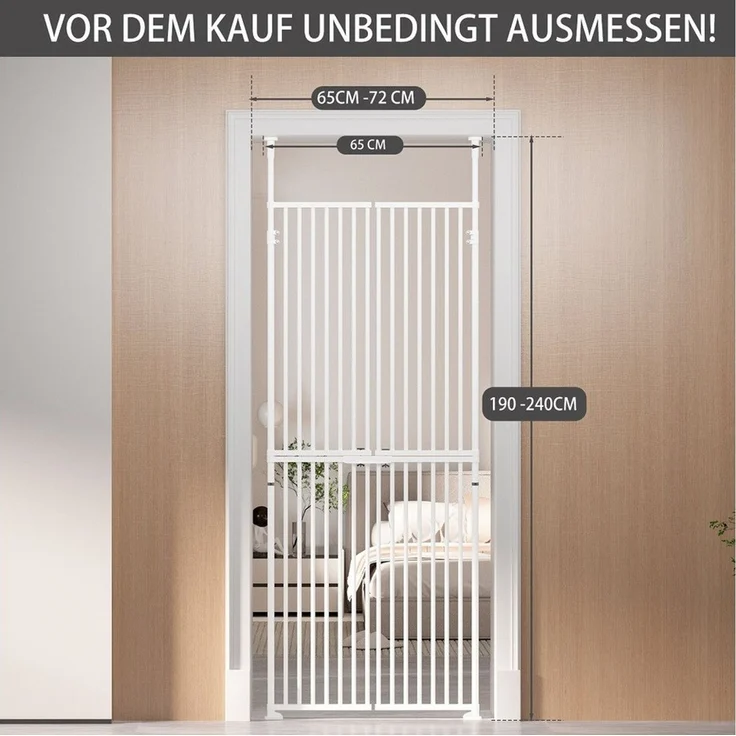 Meulbaty Tierabsperrgitter Extra hohes Katzengitter 180 cm, Katzengitter für Türen ohne Klettern, für 65–72 cm breite Öffnung, kein Bohren, 3,17 cm Rasterabstand – Bild 2