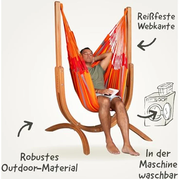 Udine Outdoor Toucan - Hängesessel Outdoor mit Gestell aus FSC™-zertifiziertem Eukalyptus Rot – Bild 4