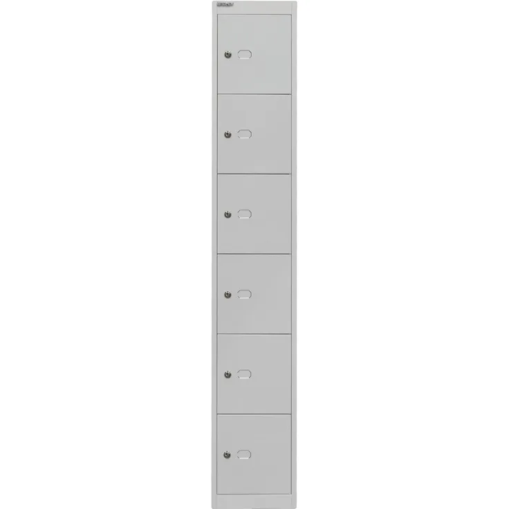 Bisley Schließfachschrank Office, 1 Abteil, 6 Fächer, T 457 mm, Farbe lichtgrau