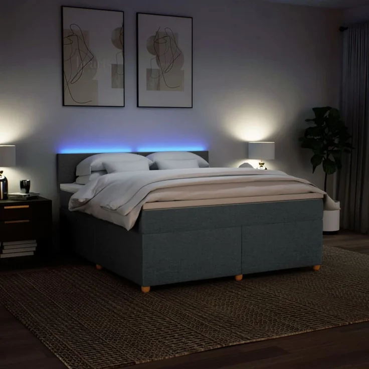 vidaXL Boxspringbett mit Matratze Dunkelgrau 180x200 cm Stoff 3289053 – Bild 5