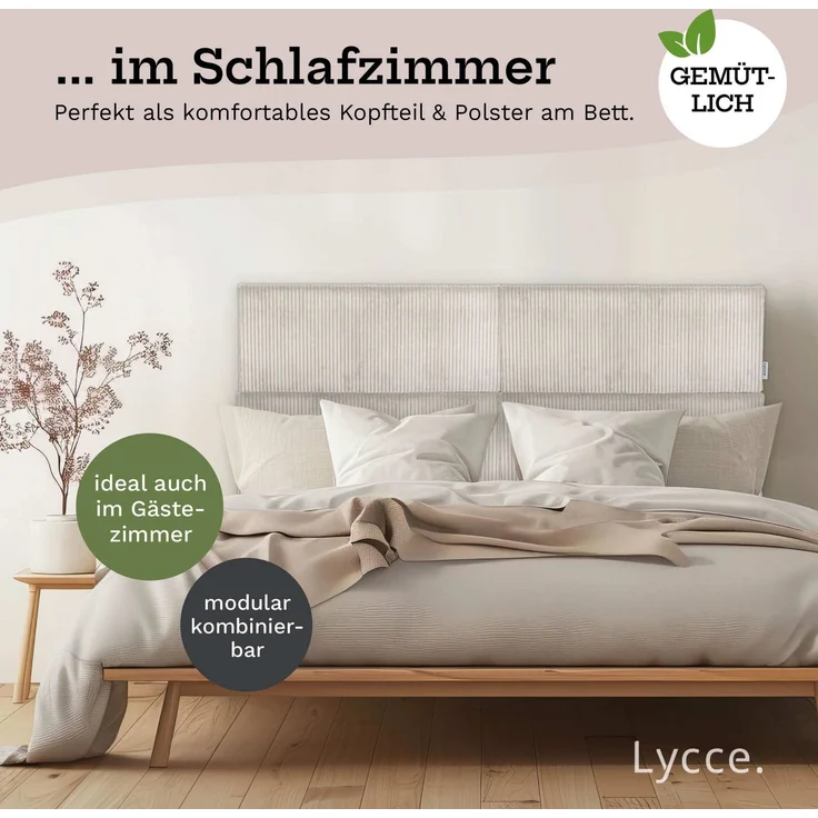 Lycce Kopfstütze Wandkissen Cord - Wandpolster Kopfteil Betten & Rückenkissen Sitzbank, (1 St) – Bild 6
