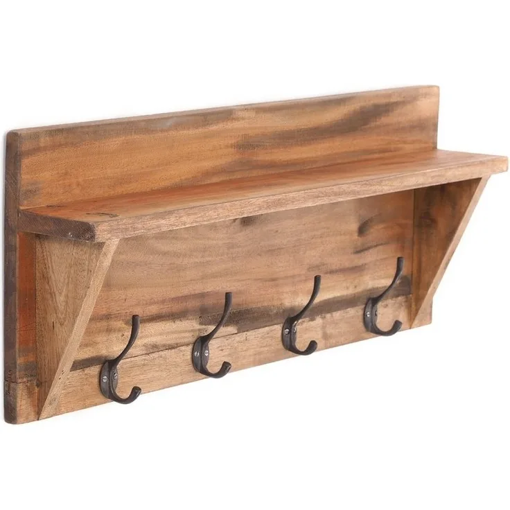 DESIGN DELIGHTS Wandgarderobe WANDGARDEROBE MIT REGAL "VINTAGE", 60x26cm (BxH), Kleiderhaken, Fa
