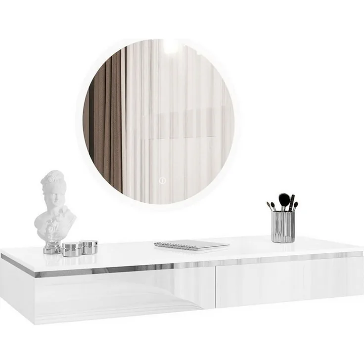Lookway Schminktisch AURORA SILVER Hängender Kosmetiktisch mit Spiegel (1x Konsole und 1x Spiegl), Breite: 102 cm