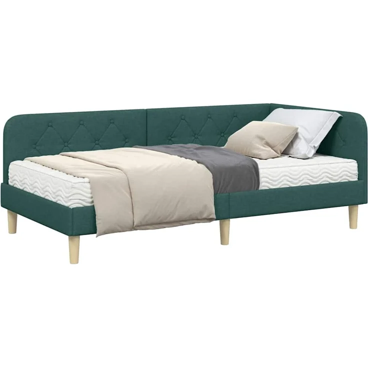 vidaXL Eckbettgestell Dunkelgrün 90 x 190 cm Stoff 3394113 – Bild 2