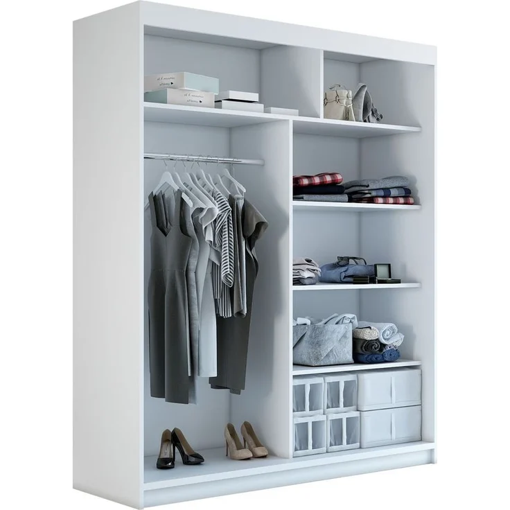 Schwebetürenschrank COLIN 2-türig Schrank 160 cm Farbe: Weiß , sonoma – Bild 3