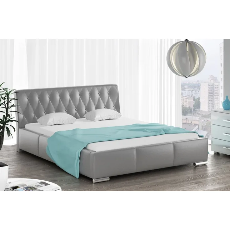 Polsterbett Doppelbett THORE Komplettset Kunstleder Grau 160x200 cm