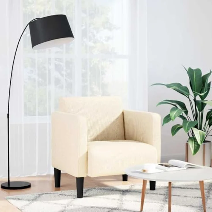 vidaXL Sessel mit Armlehnen Creme 54 cm Cordstoff 4100517 – Bild 3