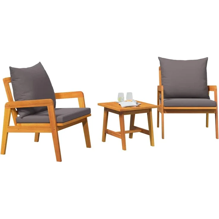 vidaXL Bistrogarnitur 3 stk. Braun Massivholz Akazie 4106460 – Bild 3