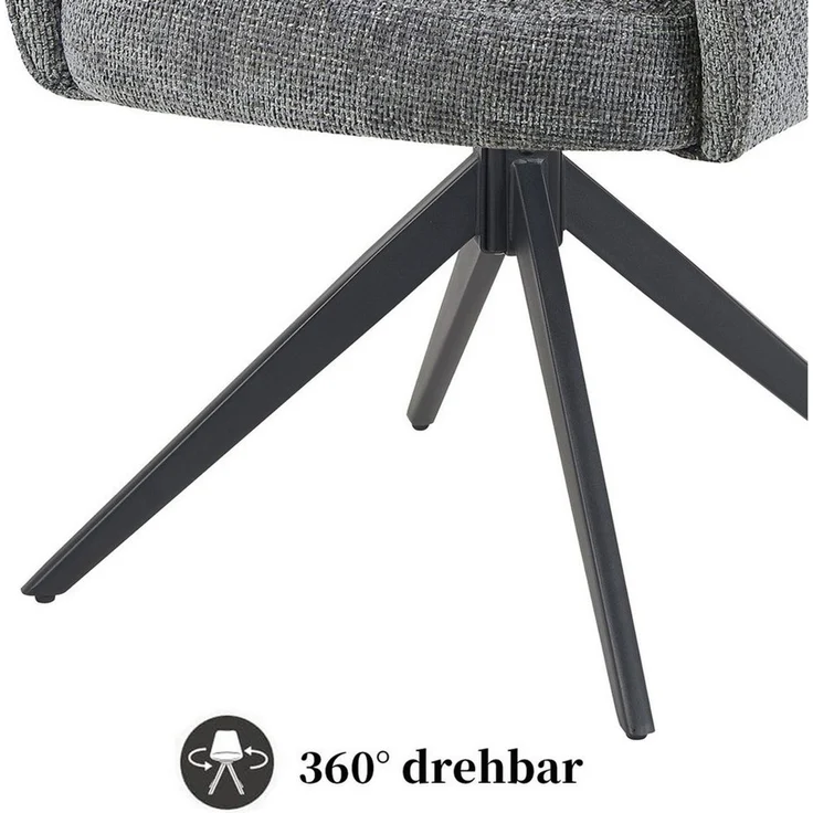 DUBI Möbel Polsterstuhl Esszimmerstuhl THOMAS-ZARA drehbar mit Armlehnen, Bequeme Federkernpolsterung, wahlweise Holz- oder Metallgestell – Bild 4