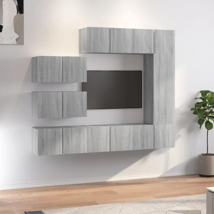 8-tlg. TV-Schrank-Set Grau Sonoma Holzwerkstoff [3120294]
