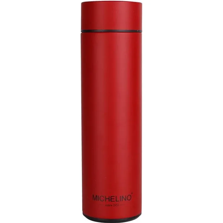 Michelino 0.5L Thermoskanne Edelstahl mit Temperatur Anzeige Doppelwandig Getränkespender Isolierkanne Kanne Kaffee Tee Teekanne Rot