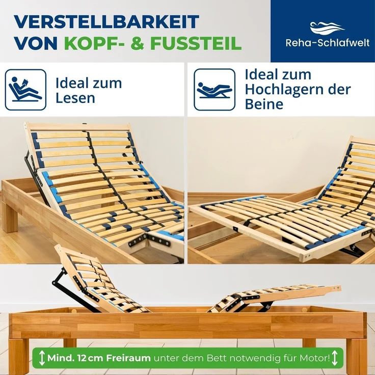 Reha-Schlafwelt elektrischer 7-Zonen Lattenrost 80×200 cm, HARMONYFLEX, mit Motor Kopf- Fußteil verstellbar, komplett montiert – Bild 6