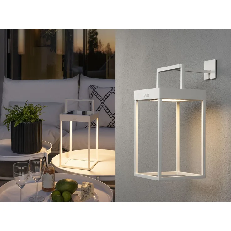 KONSTSMIDE No. 7815-250 Portofino LED Solar USB-Laterne weiß dimmbar mit Sensor